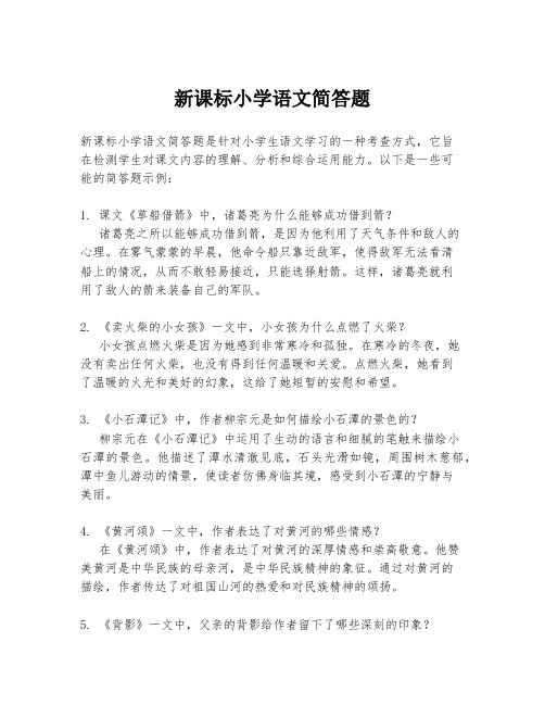 新课标小学语文简答题