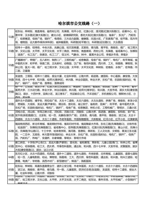 哈尔滨公交线路(一)