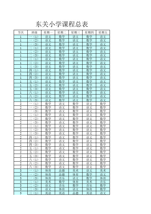 东关小学课程表编排方案