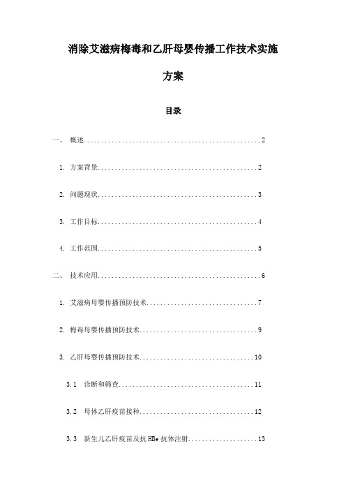 消除艾滋病梅毒和乙肝母婴传播工作技术实施方案