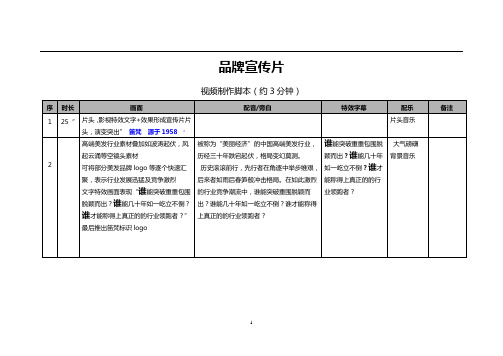 公司企业品牌宣传片拍摄分镜头脚本(终稿)