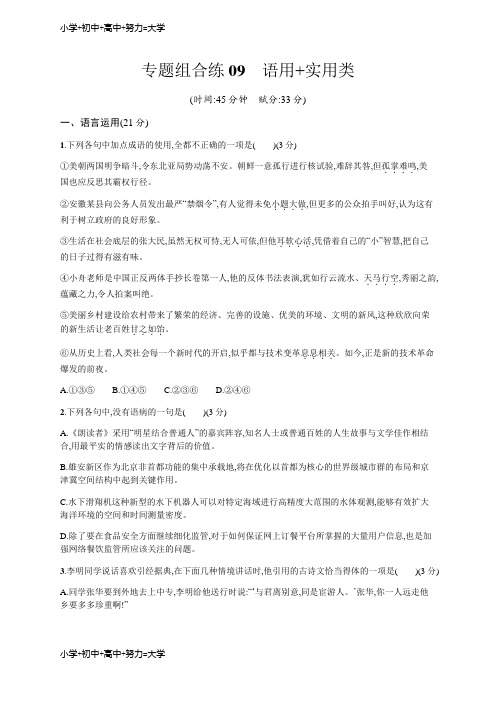 配套K12高考语文(广西课标版)二轮复习：专题组合练 Word版含解析 09