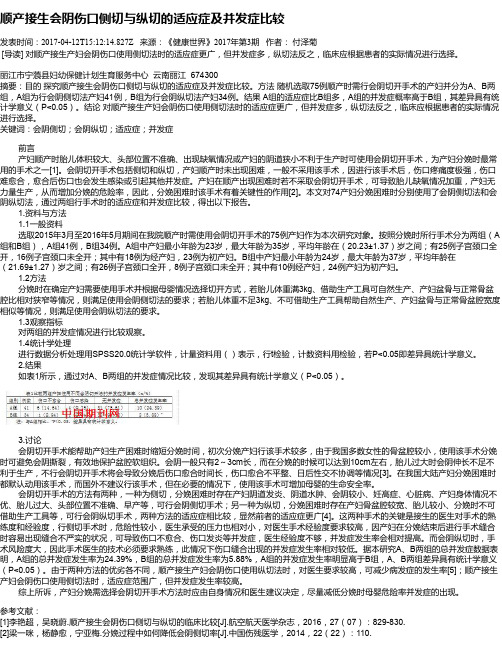 顺产接生会阴伤口侧切与纵切的适应症及并发症比较