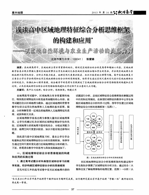 浅谈高中区域地理特征综合分析思维框架的构建和应用——以区域自然环境与农业生产活动的关系为例