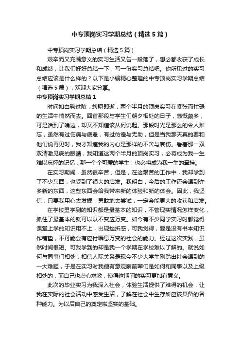 中专顶岗实习学期总结（精选5篇）