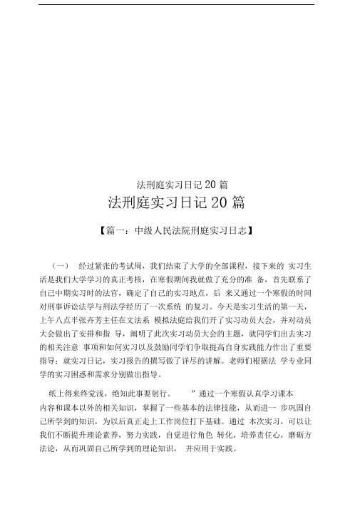 法刑庭实习日记20篇