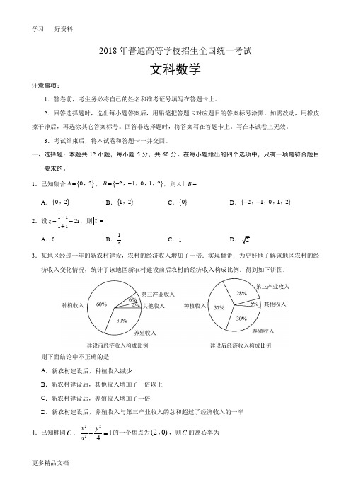 2018文科数学高考真题知识讲解