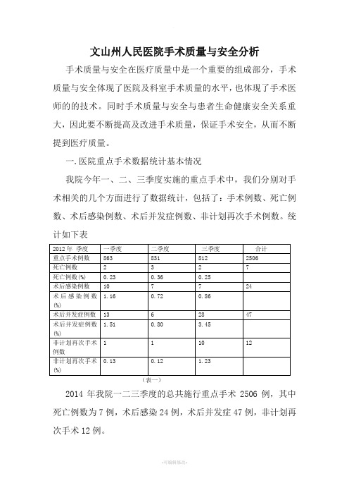 手术质量与安全分析总结最新