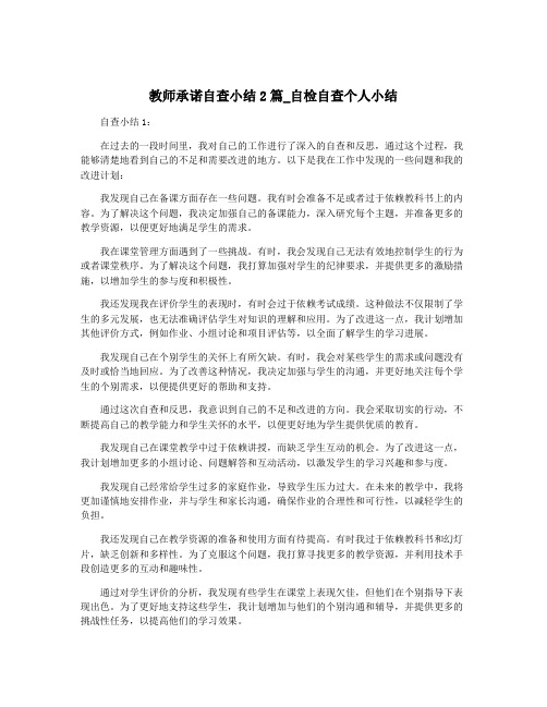 教师承诺自查小结2篇_自检自查个人小结