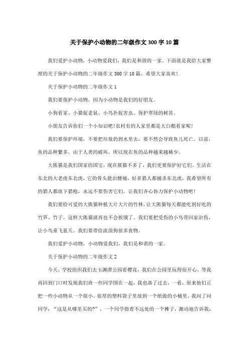 关于保护小动物的二年级作文300字10篇