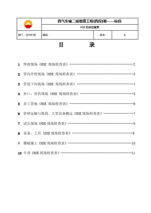 HSE现场检查表