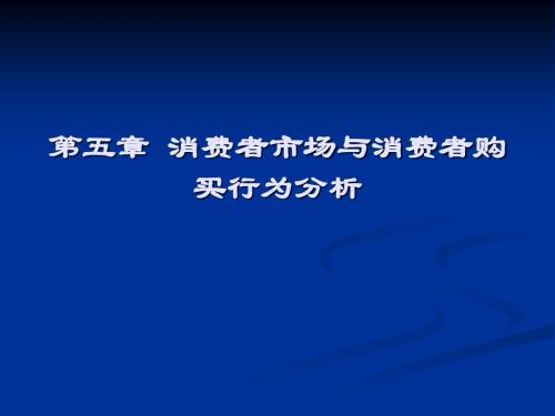 消费者市场与消费者购买行为分析教材