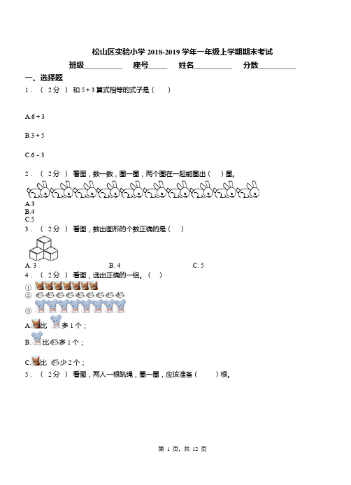 松山区实验小学2018-2019学年一年级上学期期末考试