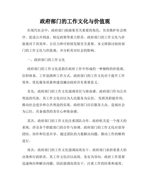 政府部门的工作文化与价值观