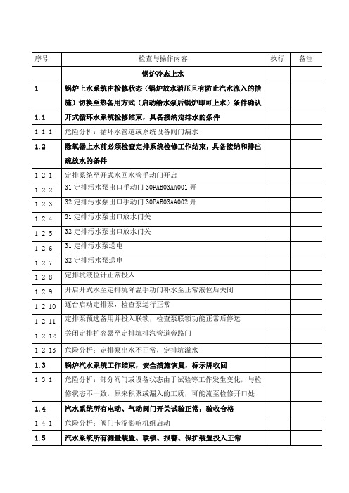 锅炉冷态上水操作票..