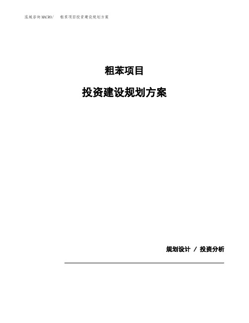 粗苯项目投资建设规划方案(模板)