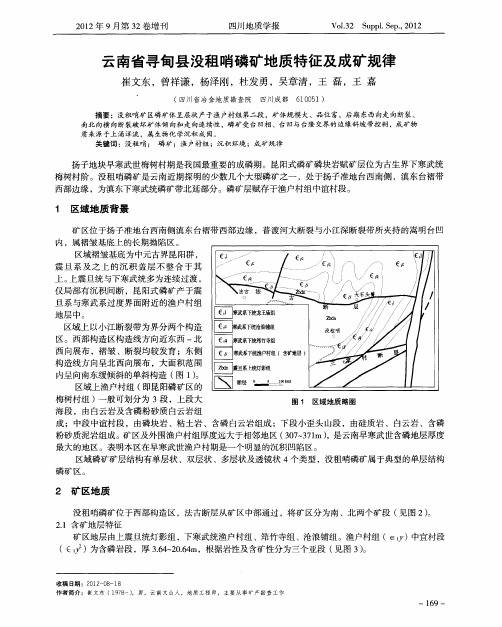 云南省寻甸县没租哨磷矿地质特征及成矿规律