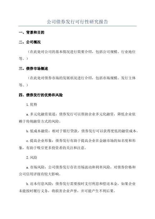 公司债券发行可行性研究报告