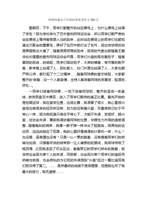 网球的盛会六年级叙事优秀作文500字