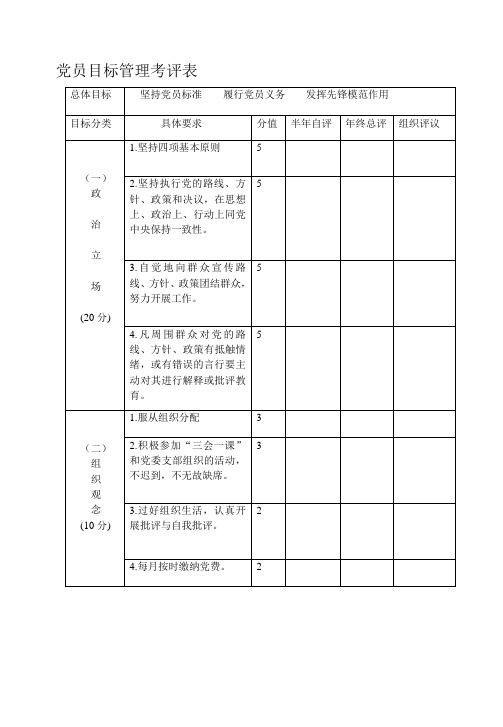 党员目标管理考评表.doc