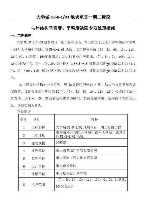 主体结构砼墙面垂直度、平整度修补专项处理方法