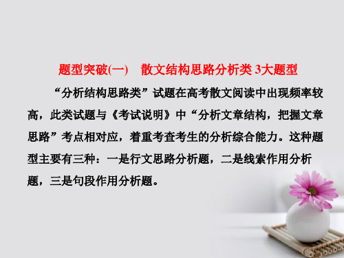 浙江专版高三语文大一轮总复习专题十二文学类文本阅读二散文题型突破一散文结构思路分析类3大题型课件