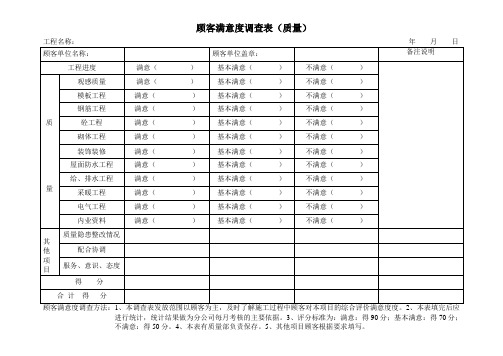 顾客满意度调查表安全质量