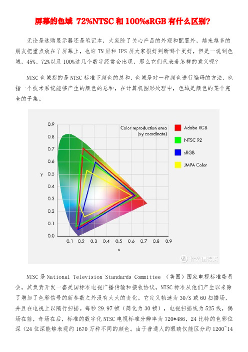 屏幕的色域 72%NTSC和100%sRGB有什么区别