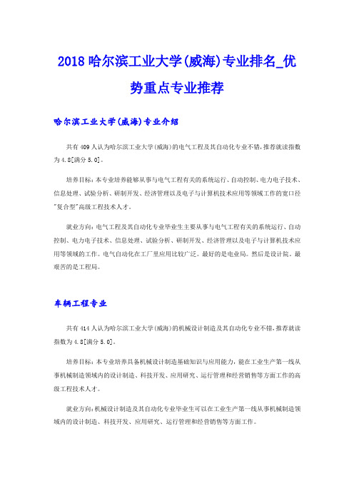 哈尔滨工业大学(威海)专业排名_优势重点专业推荐