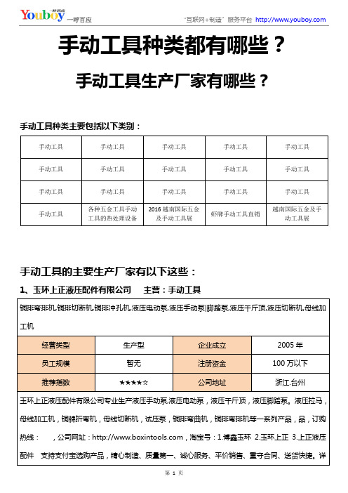 手动工具种类都有哪些,手动工具生产厂家有哪些