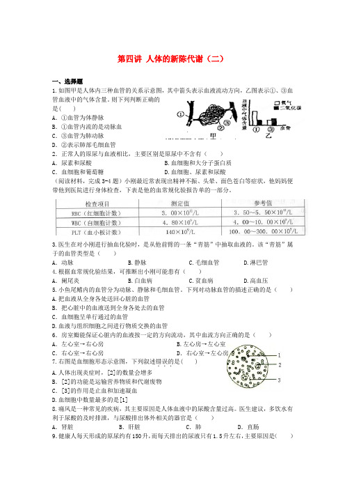 广东省深圳市福田云顶学校中考生物复习课外作业 第四讲 人体的新陈代谢(二)(无答案)