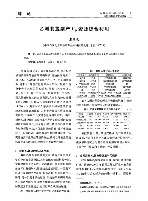 乙烯装置副产C9资源综合利用