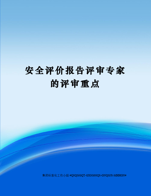 安全评价报告评审专家的评审重点