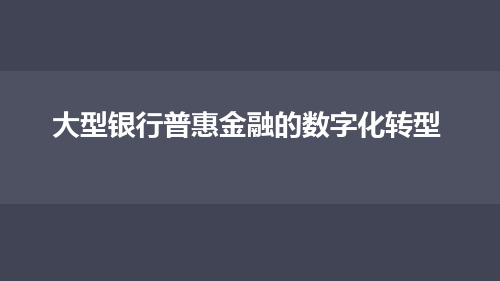 2023年大型银行普惠金融的数化转型