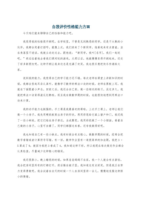 自我评价性格能力方面