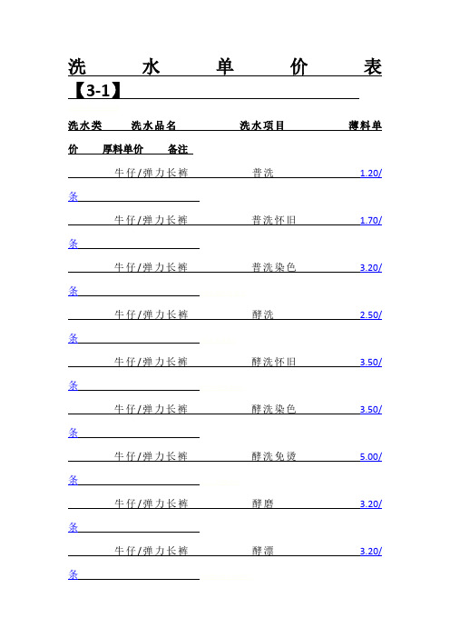 牛仔工艺报价