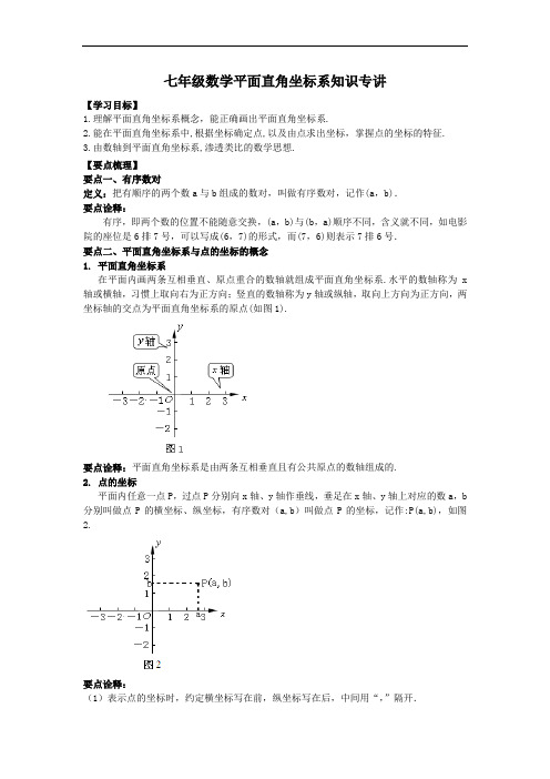 七年级数学平面直角坐标系知识专讲