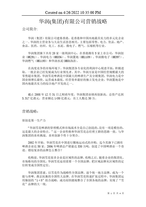 华润有限公司营销战略