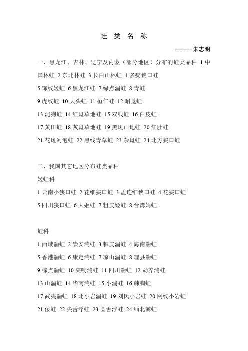 蛙类名称——朱志明