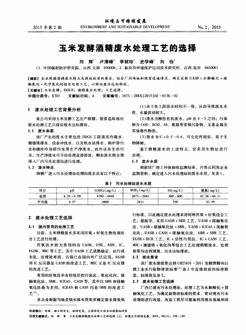 玉米发酵酒精废水处理工艺的选择