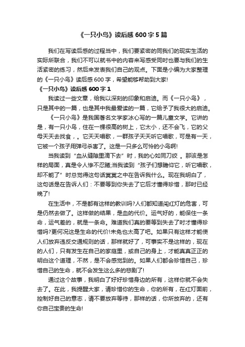 《一只小鸟》读后感600字5篇