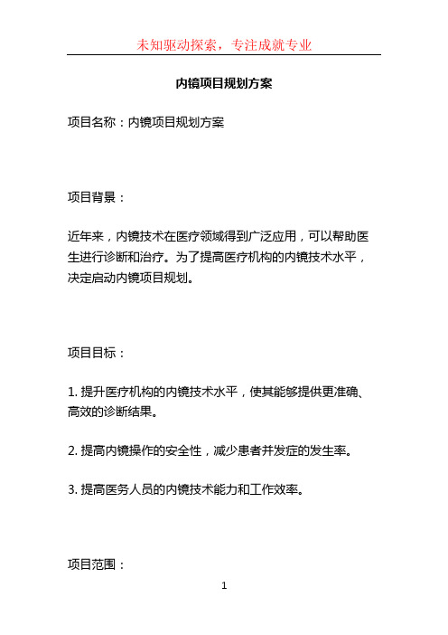 内镜项目规划方案 (2)