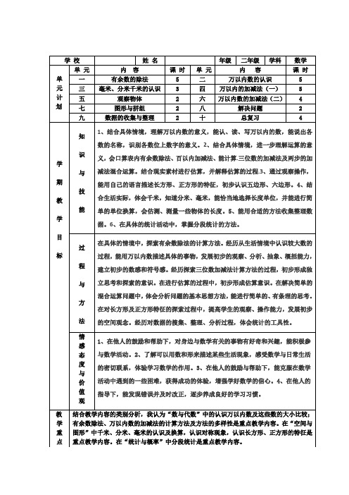 2017-2018学年青岛版二年级数学第二学期全册教案