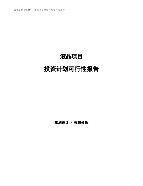 液晶项目投资计划可行性报告(模板参考范文)