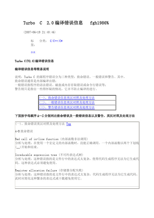 C语言编辑程序常出现错误提示