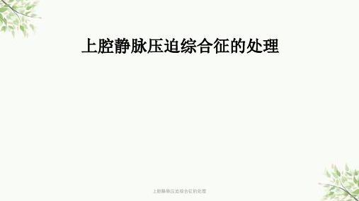 上腔静脉压迫综合征的处理课件