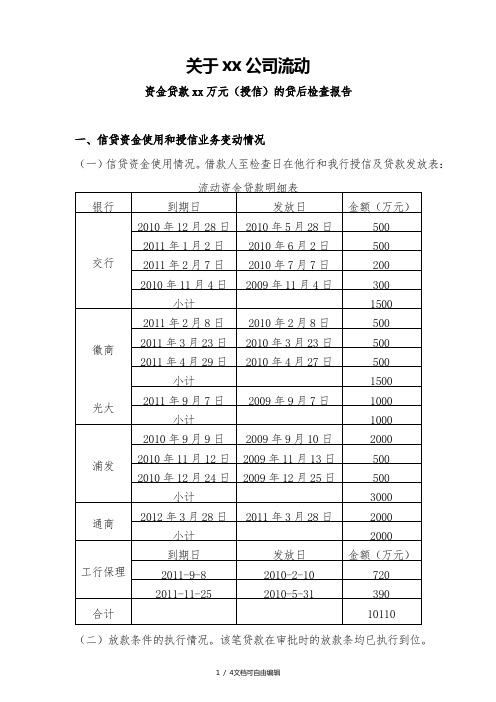 (案例)流动资金检查报告