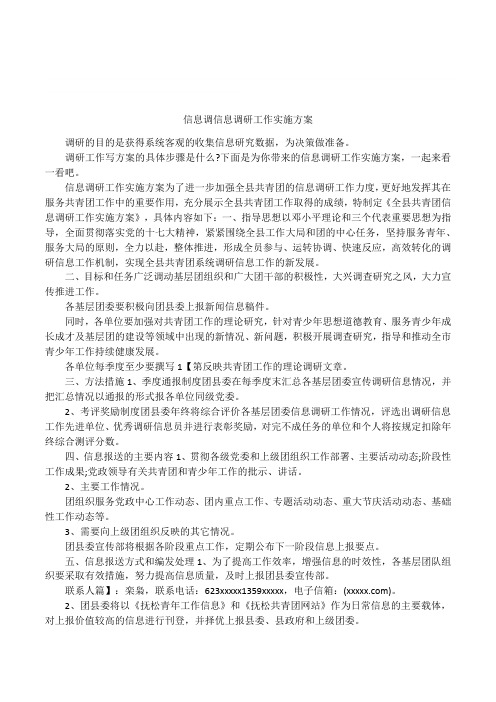 信息调信息调研工作实施方案