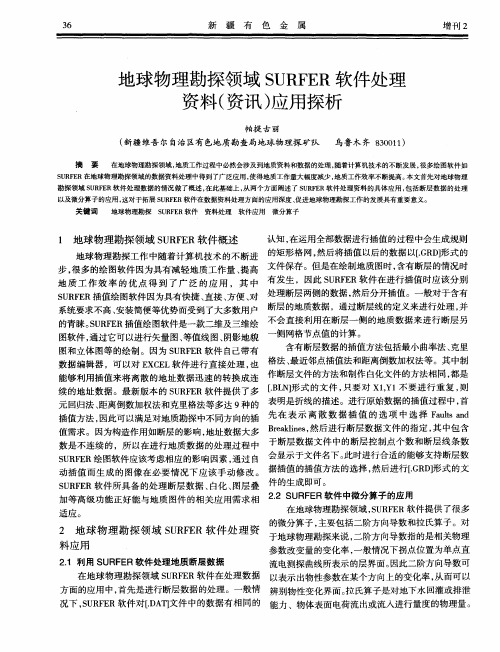 地球物理勘探领域SURFER软件处理资料(资讯)应用探析