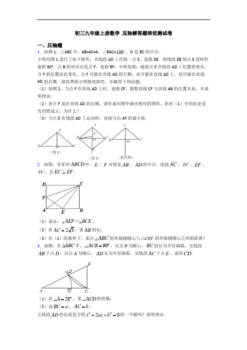 初三九年级上册数学 压轴解答题培优测试卷